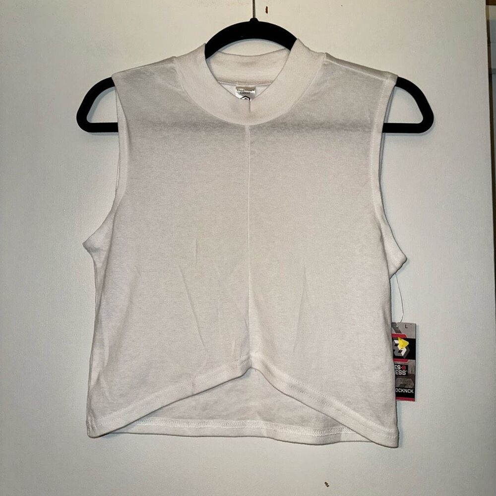Series 8 Fitness Act Mock Neck Athletic Tank Top White Womens Large NWT